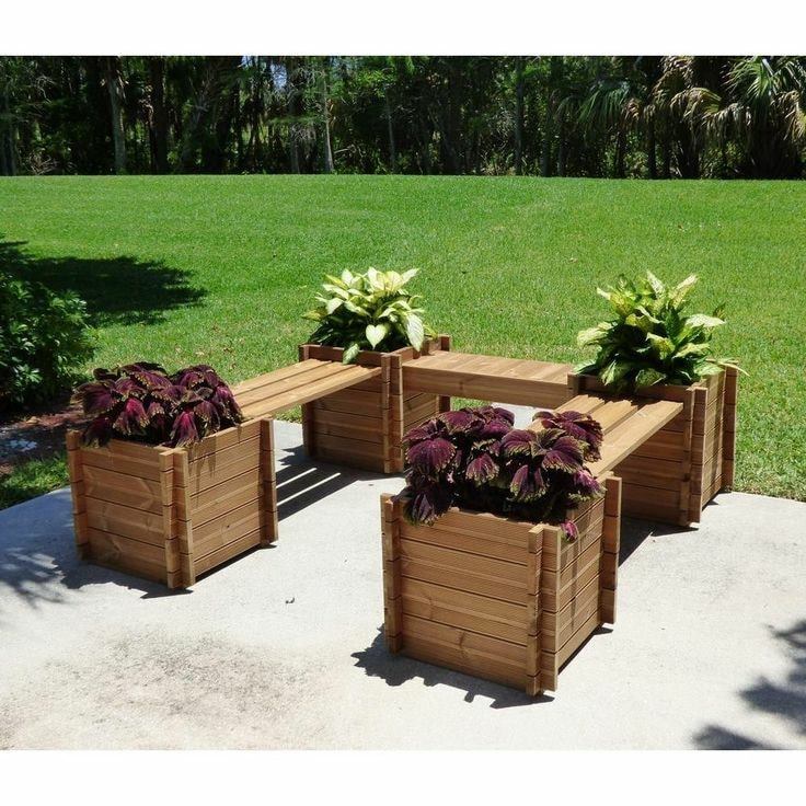 built in bench flower pots