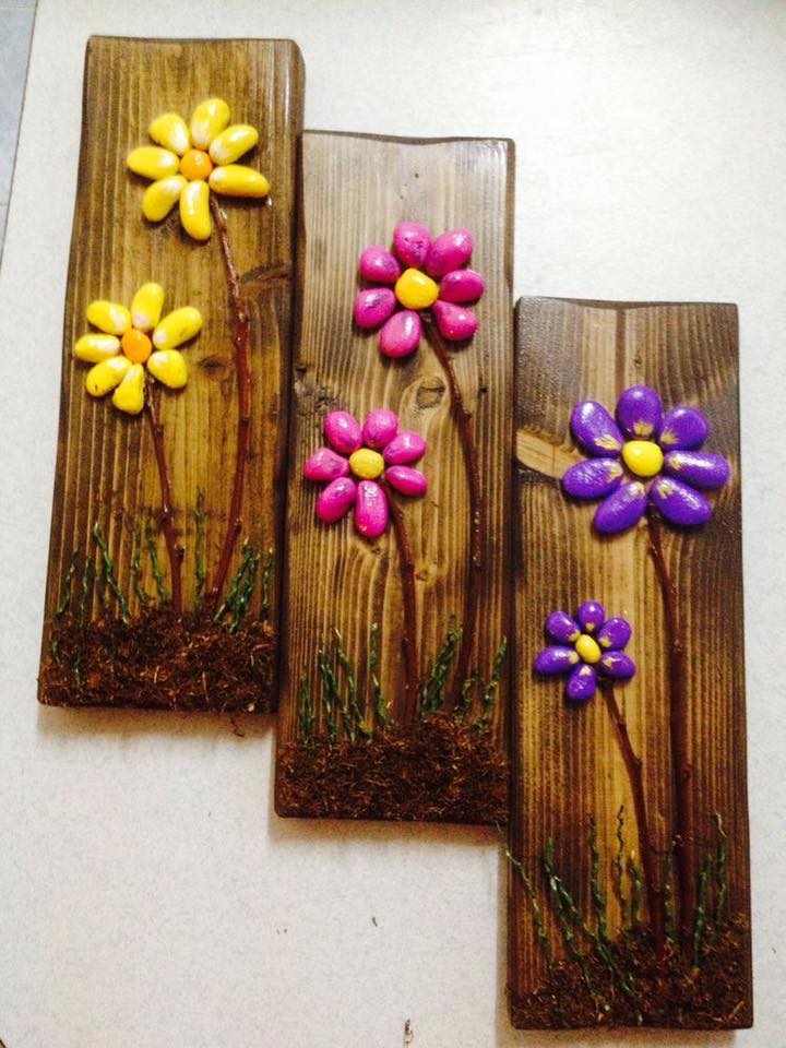 make colored rocks flowers